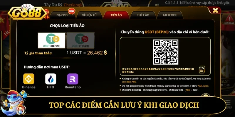 Top các điểm người chơi cần lưu ý khi giao dịch